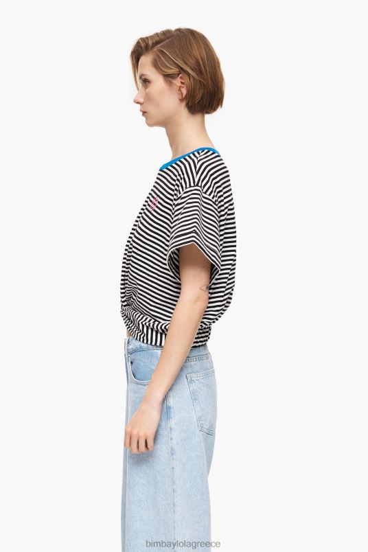 είδη ένδυσης Bimba Y Lola μπλουζάκι με κόμπο κουτί L2L28320 μαύρο και άσπρο