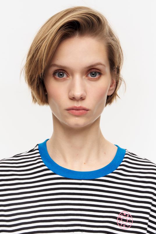 είδη ένδυσης Bimba Y Lola μπλουζάκι με κόμπο κουτί L2L28320 μαύρο και άσπρο