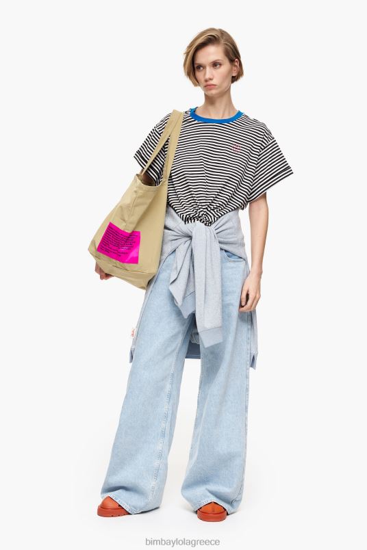 είδη ένδυσης Bimba Y Lola μπλουζάκι με κόμπο κουτί L2L28320 μαύρο και άσπρο