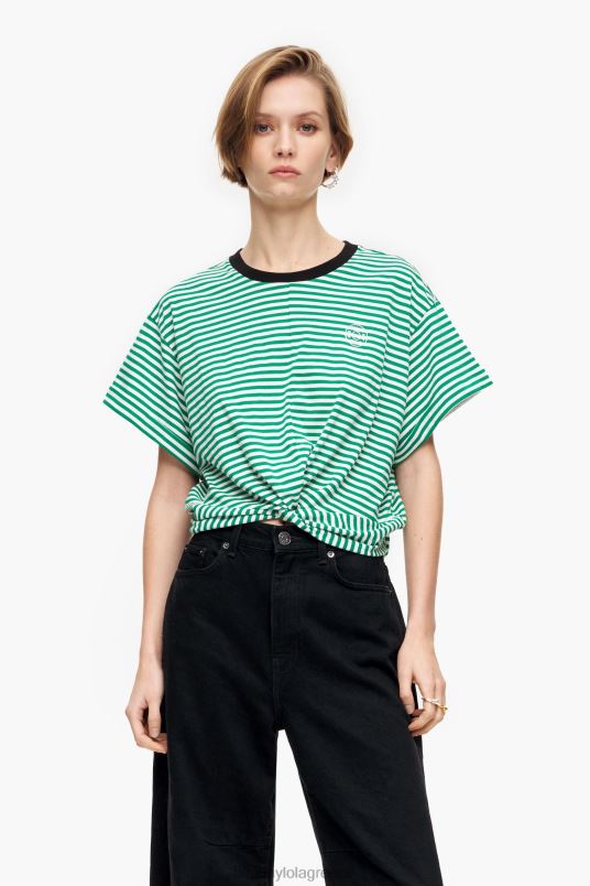 είδη ένδυσης Bimba Y Lola μπλουζάκι με κόμπο κουτί L2L28321 πράσινο και λευκό