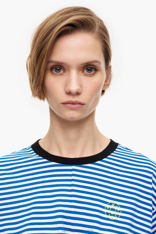 είδη ένδυσης Bimba Y Lola μπλουζάκι με κόμπο κουτί L2L28322 μπλε και άσπρο