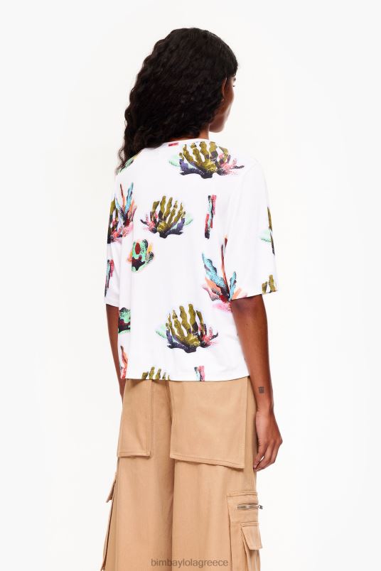 είδη ένδυσης Bimba Y Lola T-shirt με κοραλί στάμπα L2L28265 ελεφαντόδοντο