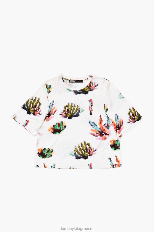 είδη ένδυσης Bimba Y Lola T-shirt με κοραλί στάμπα L2L28265 ελεφαντόδοντο