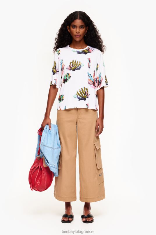 είδη ένδυσης Bimba Y Lola T-shirt με κοραλί στάμπα L2L28265 ελεφαντόδοντο