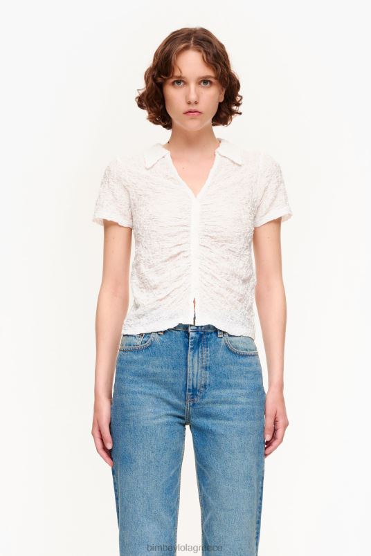 είδη ένδυσης Bimba Y Lola T-shirt με υφή με κουμπιά L2L28287 ελεφαντόδοντο