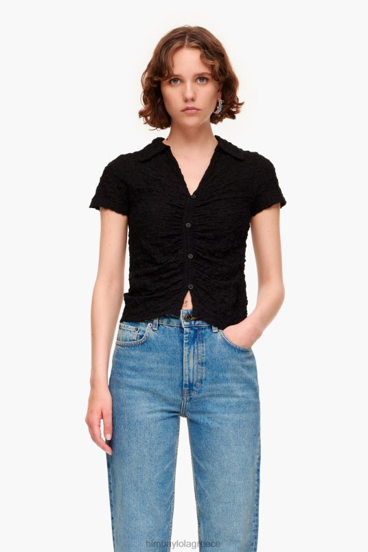 είδη ένδυσης Bimba Y Lola T-shirt με υφή με κουμπιά L2L28288 μαύρος