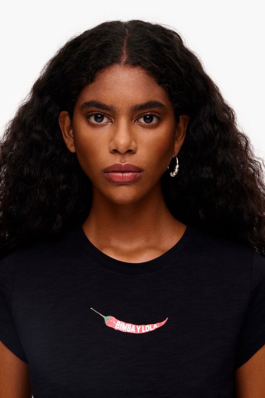 είδη ένδυσης Bimba Y Lola μπλουζάκι guindilla L2L28247 μαύρος