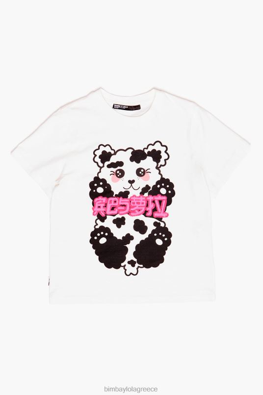 είδη ένδυσης Bimba Y Lola μπλουζάκι αρκούδας panda L2L28279 άσπρο