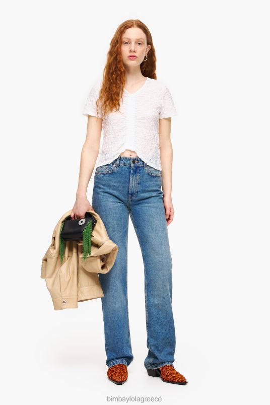 είδη ένδυσης Bimba Y Lola ανάγλυφο t-shirt L2L28267 ελεφαντόδοντο