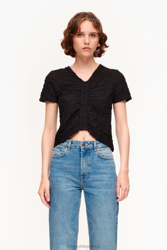 είδη ένδυσης Bimba Y Lola ανάγλυφο t-shirt L2L28268 μαύρος