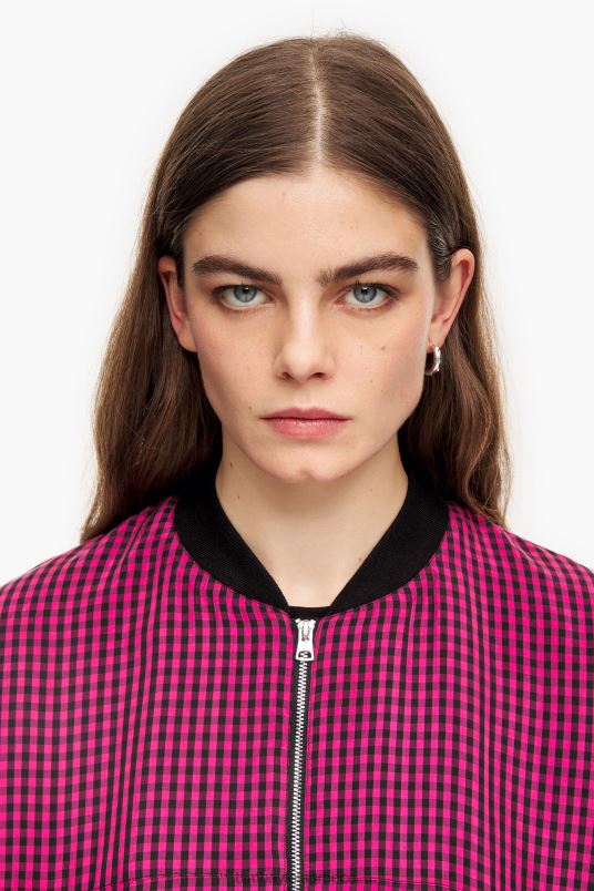 είδη ένδυσης Bimba Y Lola μπουφάν gingham cupro bomber L2L28471 φουξία