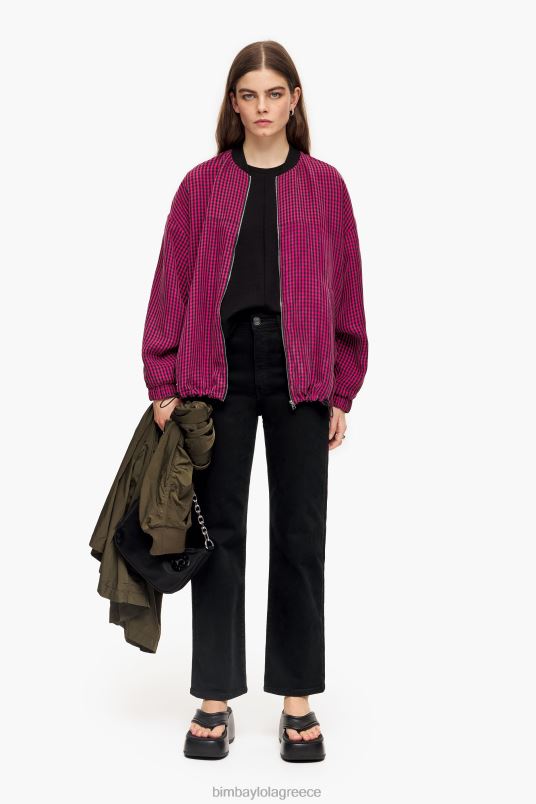 είδη ένδυσης Bimba Y Lola μπουφάν gingham cupro bomber L2L28471 φουξία