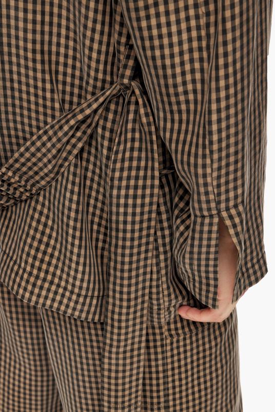 είδη ένδυσης Bimba Y Lola μπλέιζερ gingham oversize L2L28470 καφέ