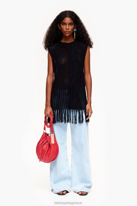 είδη ένδυσης Bimba Y Lola πλεκτό γιλέκο L2L28352 μαύρος