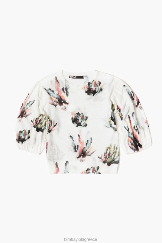 είδη ένδυσης Bimba Y Lola λινό πουλόβερ με στάμπα με κοράλλι L2L28353 ελεφαντόδοντο
