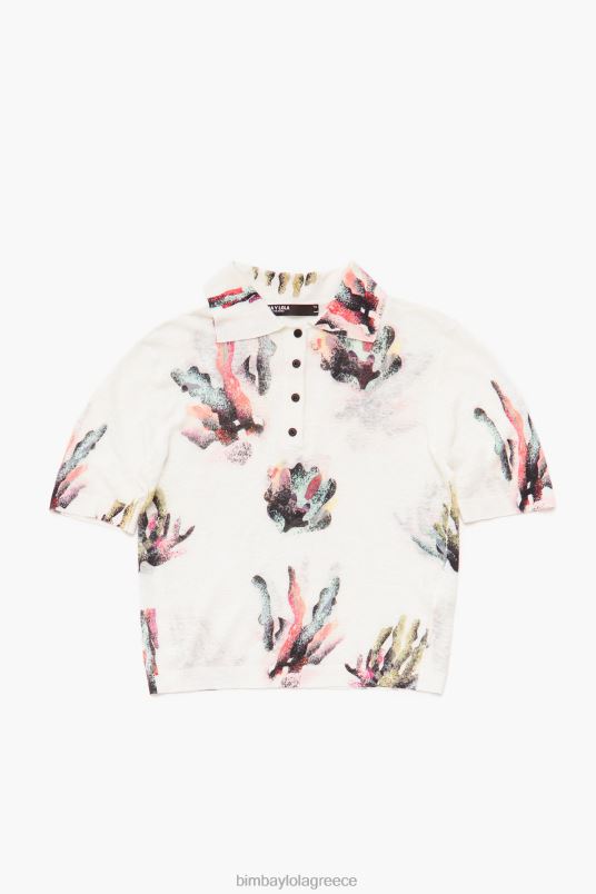 είδη ένδυσης Bimba Y Lola πλεκτό μπλουζάκι πόλο με κοραλί L2L28354 ελεφαντόδοντο