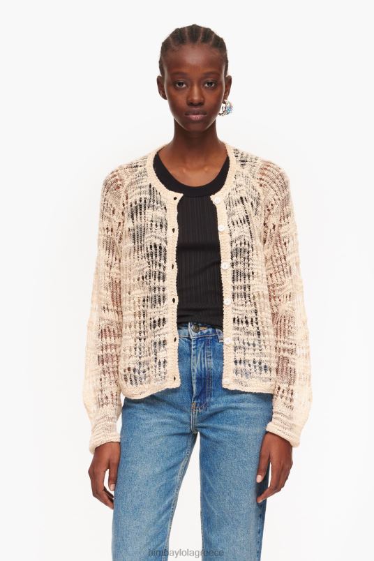 είδη ένδυσης Bimba Y Lola λινή ζακέτα ανοιχτή πλεκτή L2L28361 εκρού