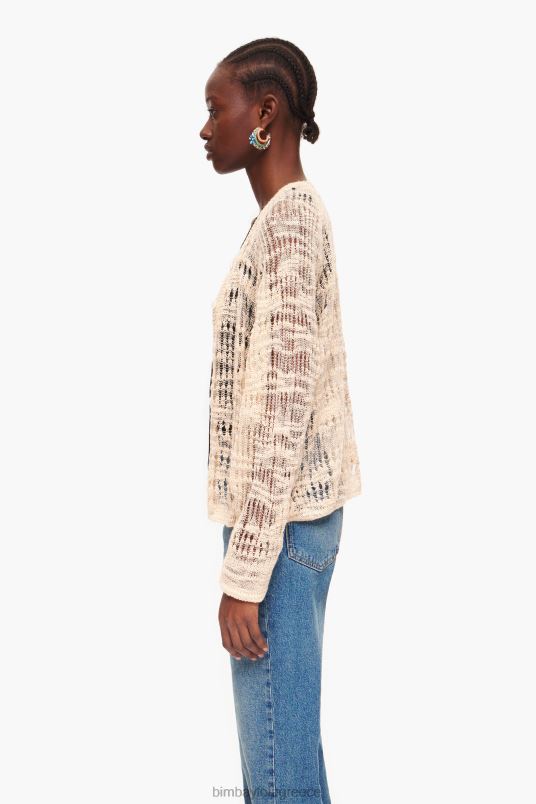 είδη ένδυσης Bimba Y Lola λινή ζακέτα ανοιχτή πλεκτή L2L28361 εκρού
