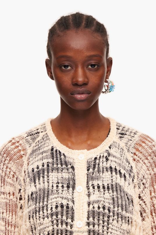 είδη ένδυσης Bimba Y Lola λινή ζακέτα ανοιχτή πλεκτή L2L28361 εκρού