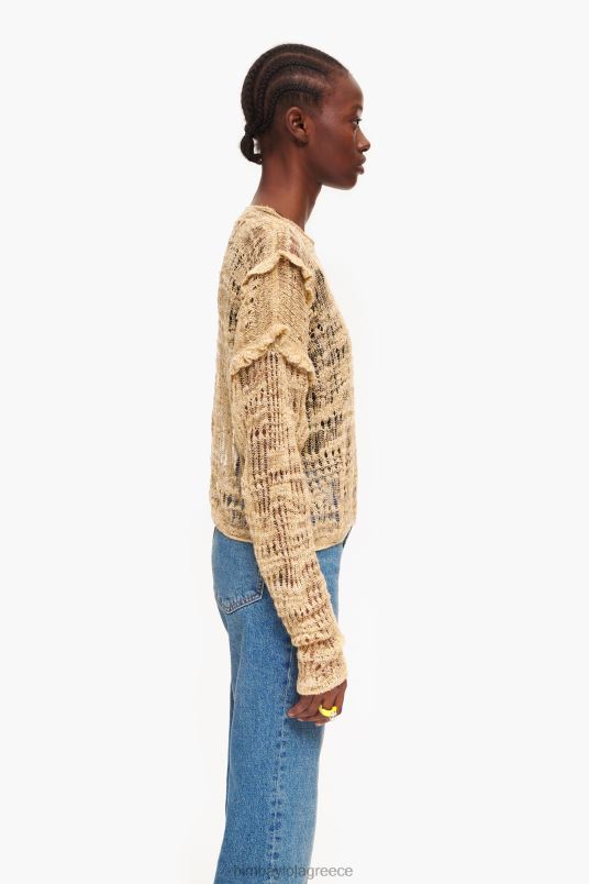 είδη ένδυσης Bimba Y Lola λινό πουλόβερ ανοιχτό πλεκτό L2L28362 καμήλα
