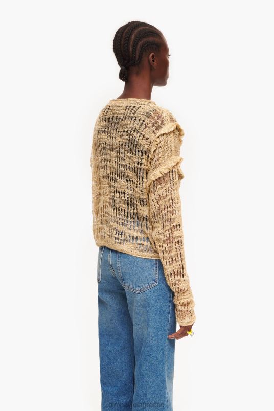 είδη ένδυσης Bimba Y Lola λινό πουλόβερ ανοιχτό πλεκτό L2L28362 καμήλα