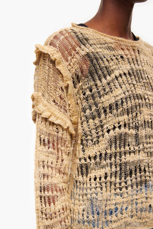 είδη ένδυσης Bimba Y Lola λινό πουλόβερ ανοιχτό πλεκτό L2L28362 καμήλα