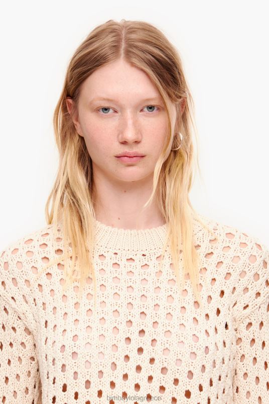 είδη ένδυσης Bimba Y Lola ανοιχτό πλεκτό πουλόβερ L2L28364 εκρού