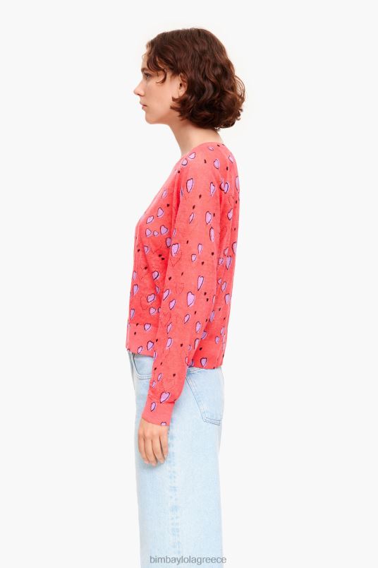 είδη ένδυσης Bimba Y Lola μικρό λινό πουλόβερ καρδιά L2L28366 το κόκκινο