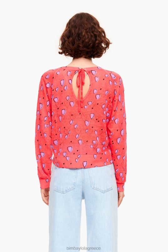 είδη ένδυσης Bimba Y Lola μικρό λινό πουλόβερ καρδιά L2L28366 το κόκκινο