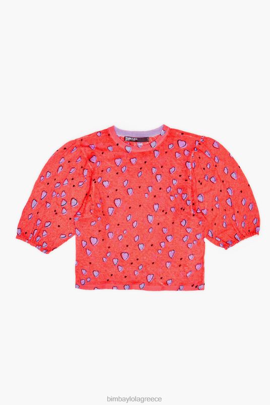 είδη ένδυσης Bimba Y Lola μικρό λινό πουλόβερ με στάμπα καρδιά L2L28367 το κόκκινο