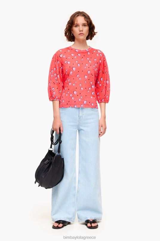 είδη ένδυσης Bimba Y Lola μικρό λινό πουλόβερ με στάμπα καρδιά L2L28367 το κόκκινο