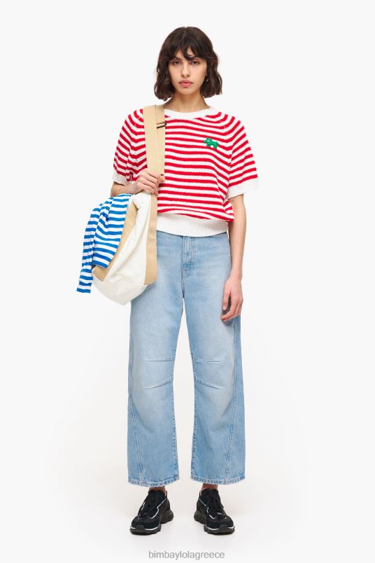 είδη ένδυσης Bimba Y Lola ριγέ πουλόβερ L2L28368 κόκκινο και άσπρο