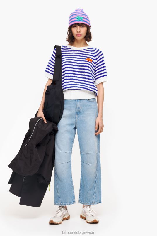 είδη ένδυσης Bimba Y Lola ριγέ πουλόβερ L2L28369 μπλε και άσπρο