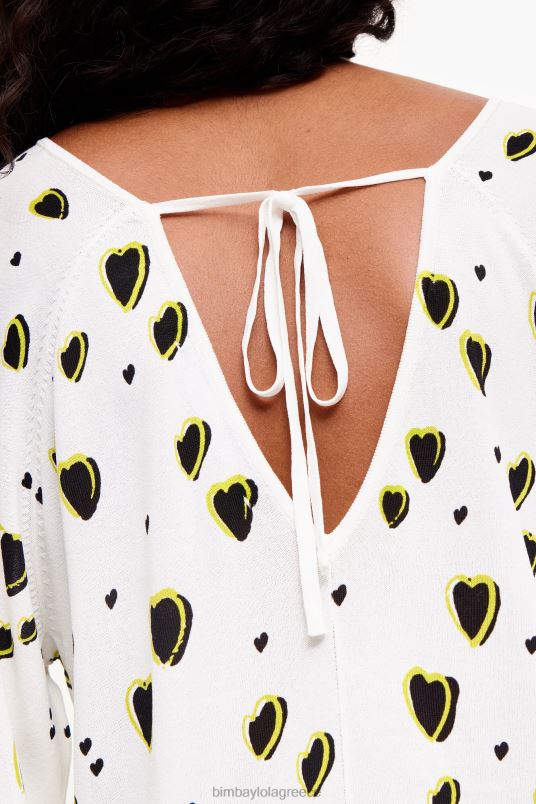 είδη ένδυσης Bimba Y Lola λινό πουλόβερ με στάμπα με μικρές καρδιές L2L28370 ελεφαντόδοντο