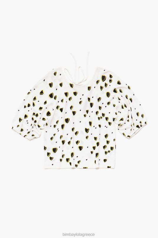 είδη ένδυσης Bimba Y Lola λινό πουλόβερ με στάμπα με μικρές καρδιές L2L28370 ελεφαντόδοντο