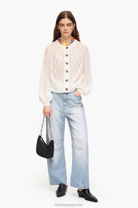 είδη ένδυσης Bimba Y Lola ανοιχτό πλεκτό πουλόβερ μοχέρ L2L28378 εκρού