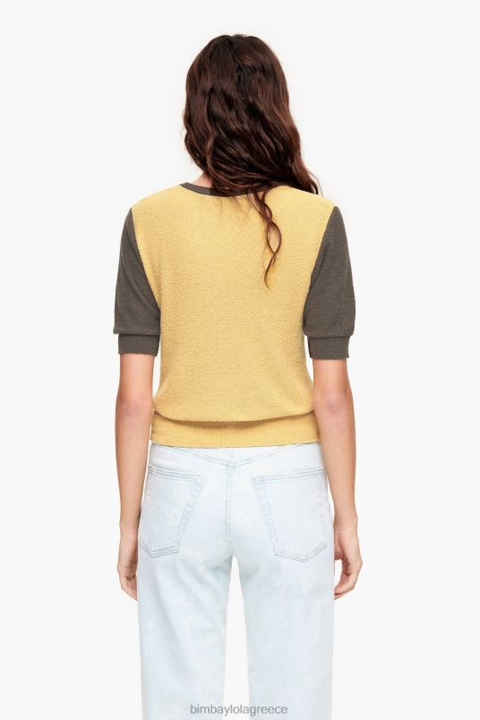 είδη ένδυσης Bimba Y Lola βαμβακερό δίχρωμο πουλόβερ L2L28382 κίτρινος