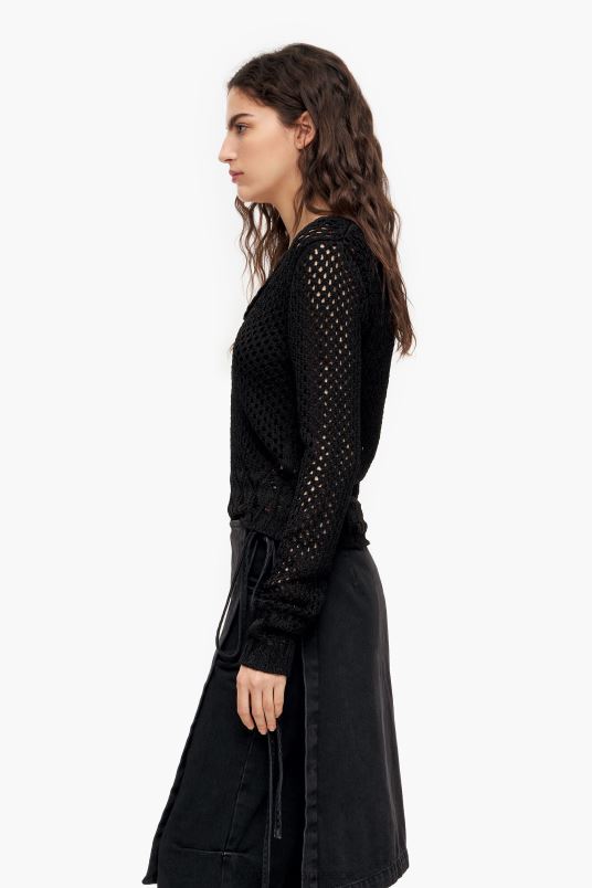 είδη ένδυσης Bimba Y Lola ανοιχτό πλεκτό εφαρμοστό πουλόβερ L2L28387 μαύρος