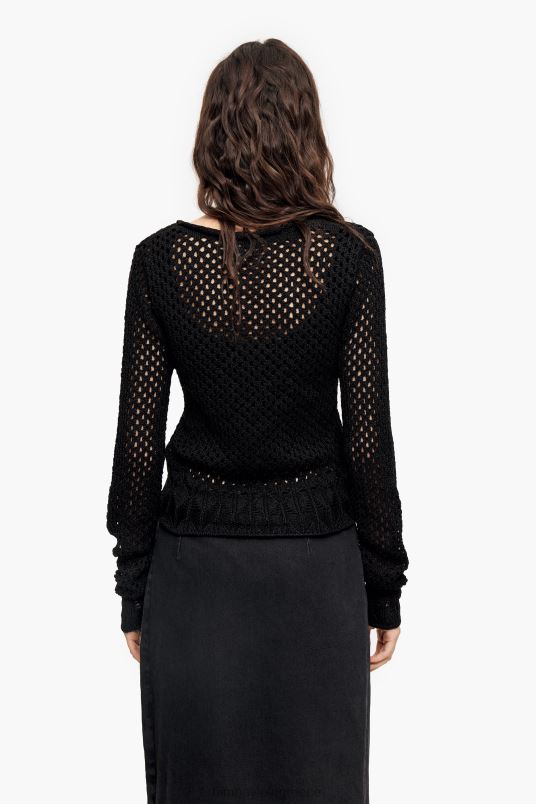 είδη ένδυσης Bimba Y Lola ανοιχτό πλεκτό εφαρμοστό πουλόβερ L2L28387 μαύρος