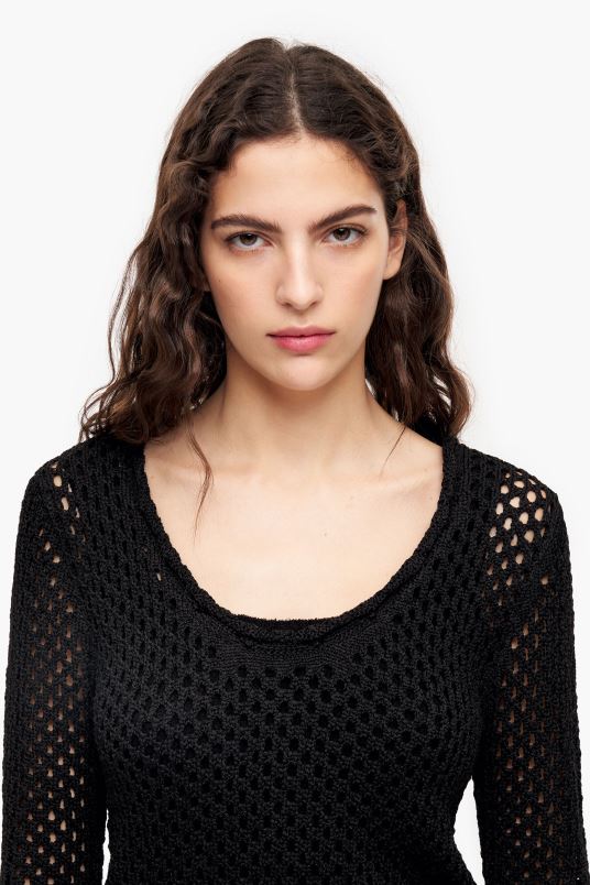 είδη ένδυσης Bimba Y Lola ανοιχτό πλεκτό εφαρμοστό πουλόβερ L2L28387 μαύρος