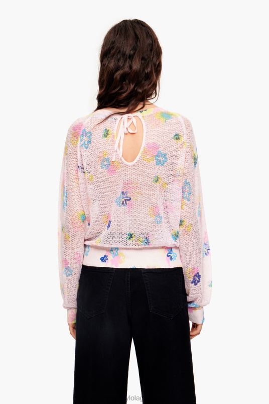 είδη ένδυσης Bimba Y Lola σπρέι λουλούδια στάμπα λινό πουλόβερ L2L28393 ροζ