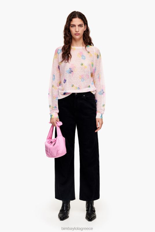 είδη ένδυσης Bimba Y Lola σπρέι λουλούδια στάμπα λινό πουλόβερ L2L28393 ροζ