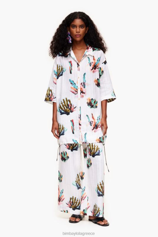 είδη ένδυσης Bimba Y Lola πουκάμισο με κοραλί στάμπα L2L28326 ελεφαντόδοντο