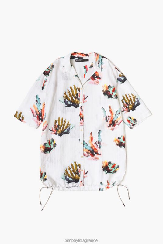 είδη ένδυσης Bimba Y Lola πουκάμισο με κοραλί στάμπα L2L28326 ελεφαντόδοντο