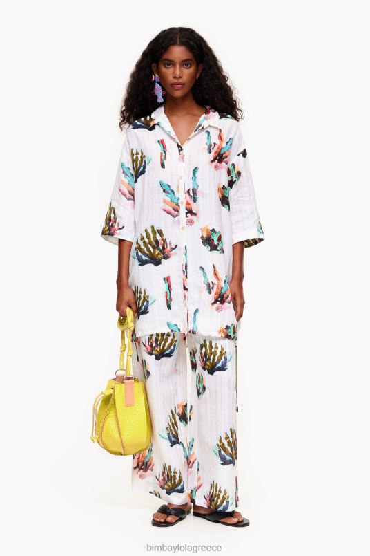 είδη ένδυσης Bimba Y Lola πουκάμισο με κοραλί στάμπα L2L28326 ελεφαντόδοντο