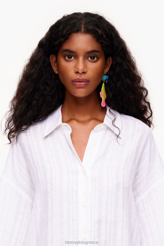 είδη ένδυσης Bimba Y Lola λινό πουκάμισο L2L28329 άσπρο