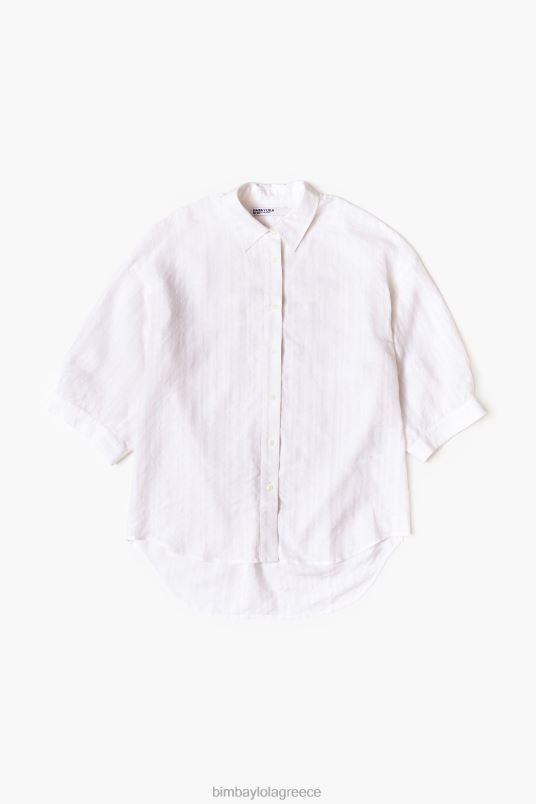 είδη ένδυσης Bimba Y Lola λινό πουκάμισο L2L28329 άσπρο
