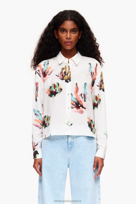 είδη ένδυσης Bimba Y Lola πουκάμισο με κοραλί στάμπα L2L28330 ελεφαντόδοντο