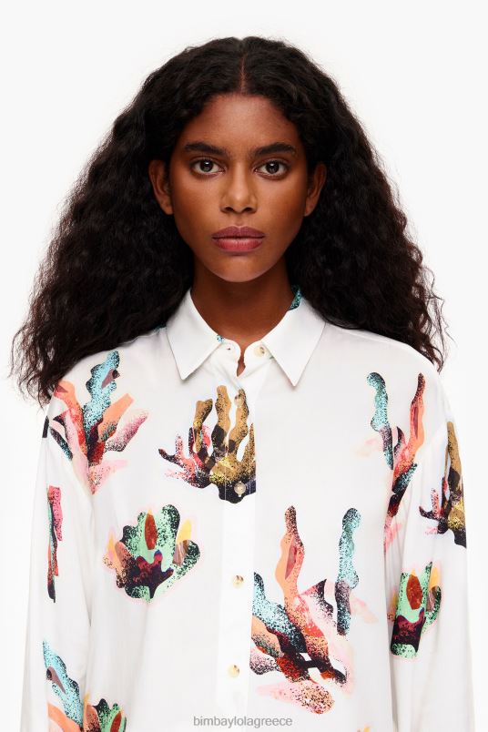 είδη ένδυσης Bimba Y Lola πουκάμισο με κοραλί στάμπα L2L28330 ελεφαντόδοντο
