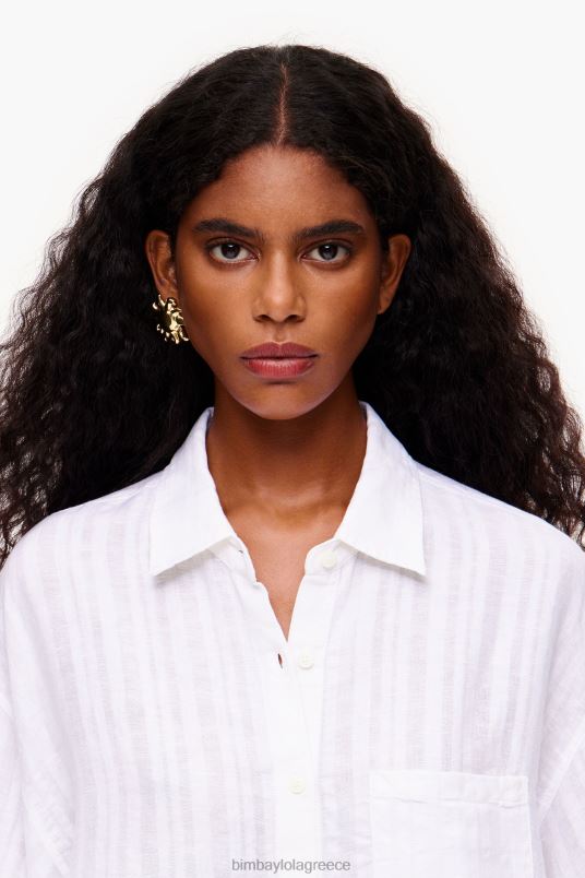 είδη ένδυσης Bimba Y Lola λινό πουκάμισο L2L28332 άσπρο